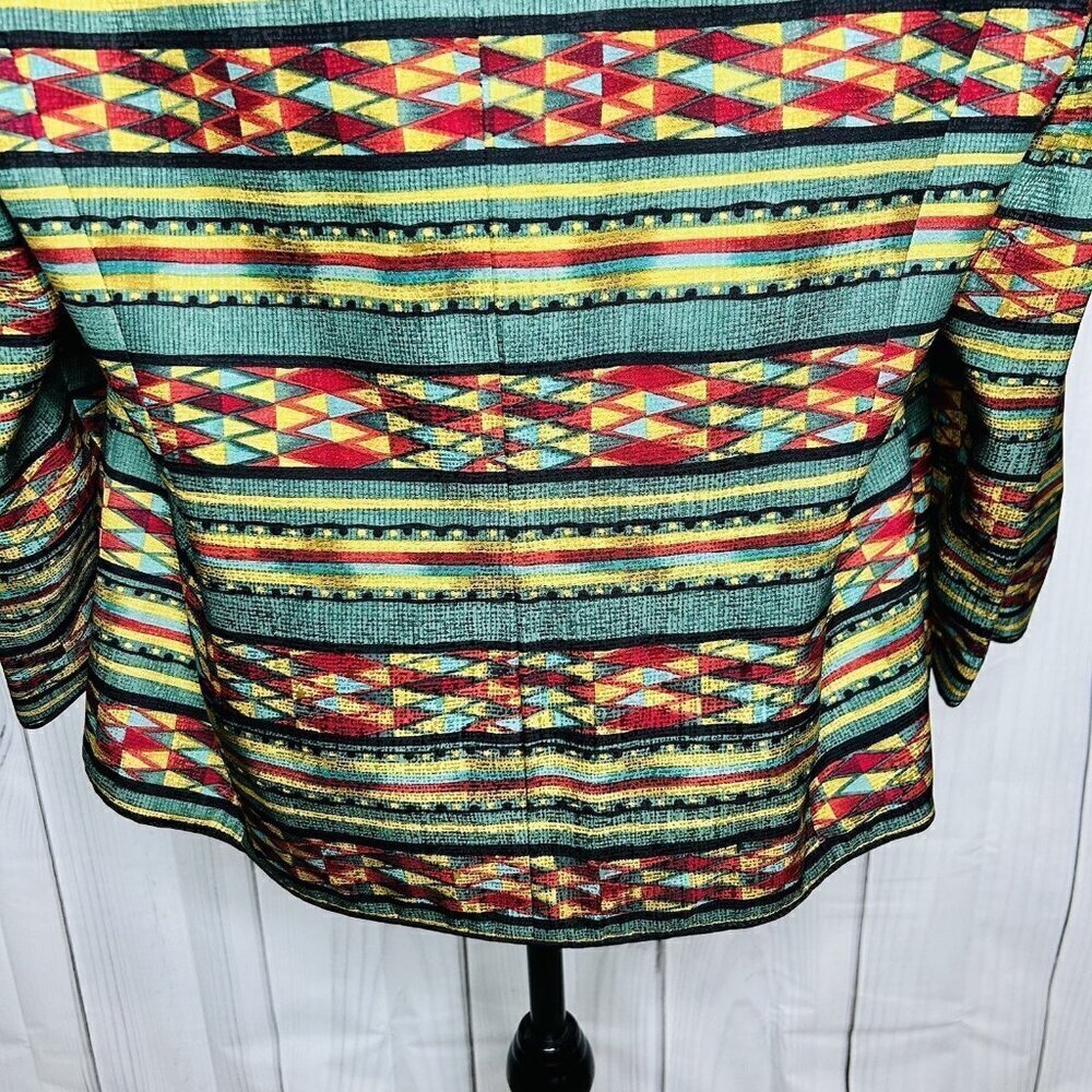 Adrianna Papell 100% Silk Jacket Sz 16 Geometric Multicolor Lined Vintage - Picture 10 of 11